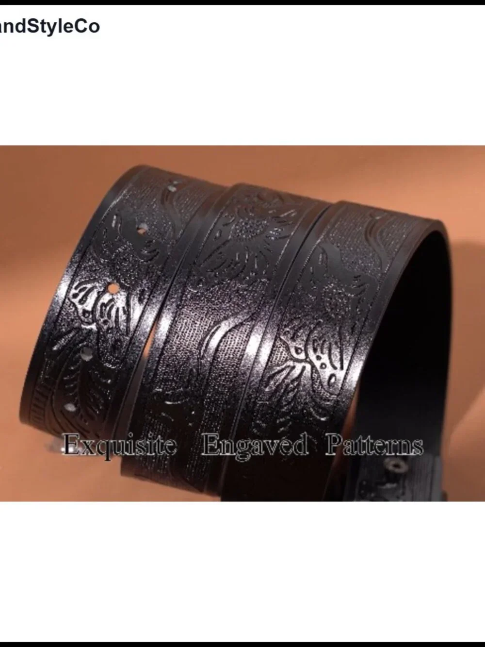Western Cowboy Belt with Detachable Initial Gold Buckle Faux Leather for Men
